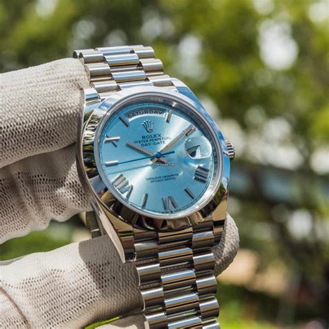 rolex day date 40 ice blue|Rolex platinum watch price.